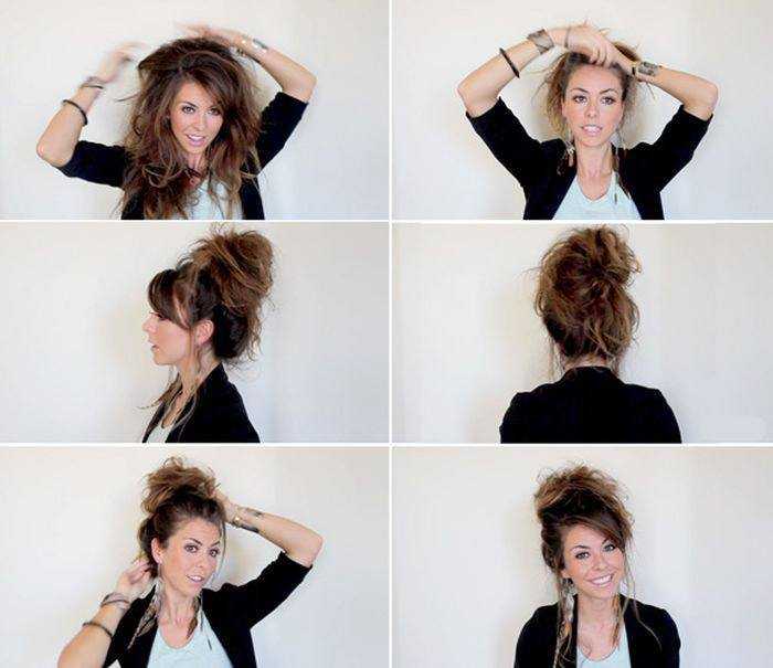 Как сделать пучок на голове с помощью резинки (фото): на средние и длинные волосы